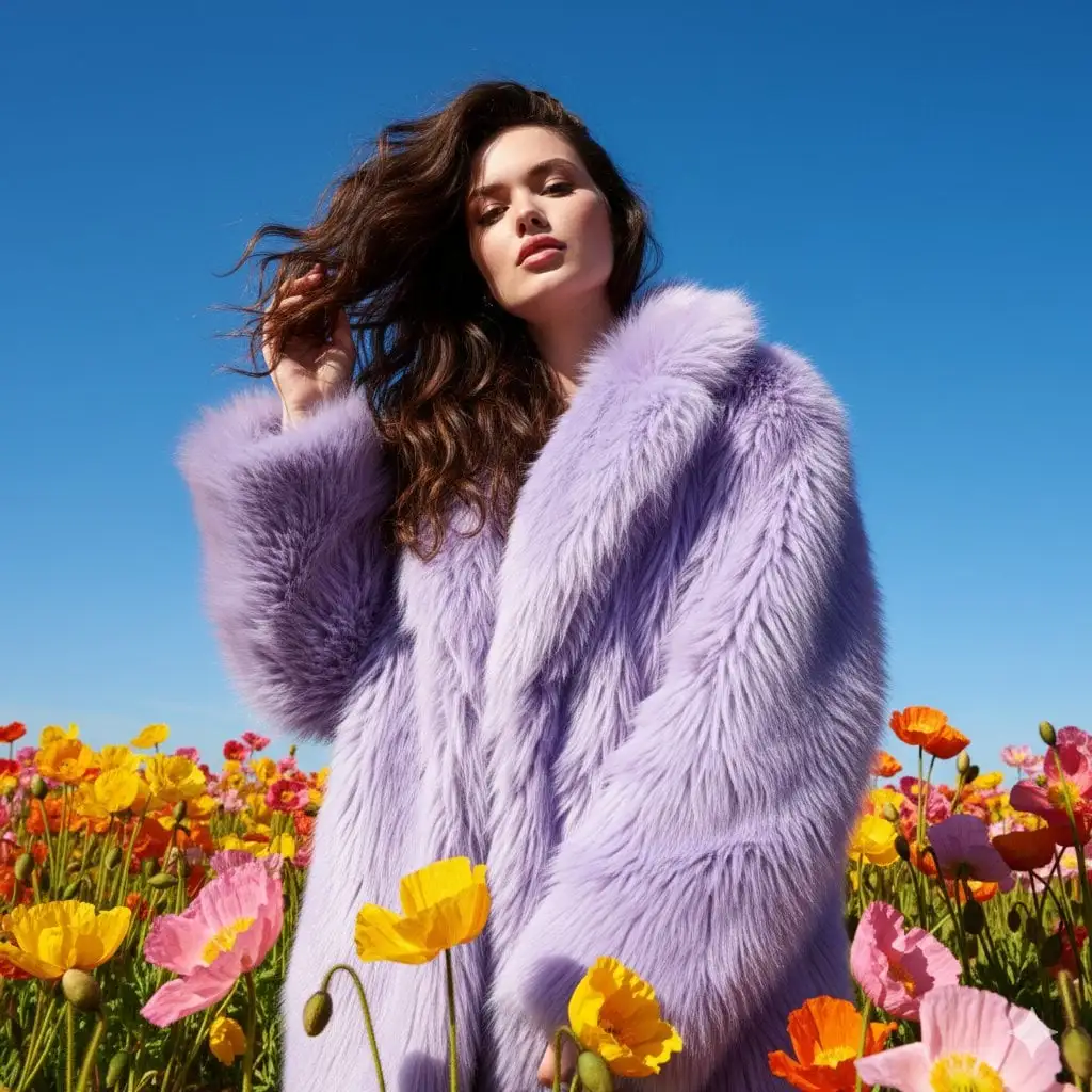 Create an eye-catching outdoor fashion portrait in a live...