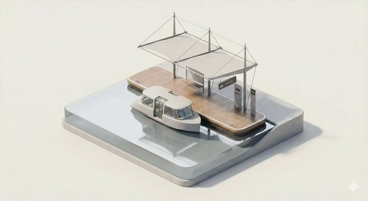 A clean, minimal 3D isometric diorama of a [CITY TRANSPOR...