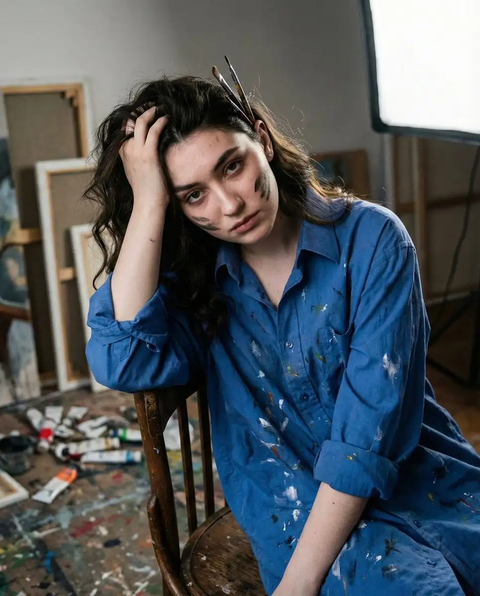 • Concept: Artistic lifestyle, face preserved, tactile-pr...