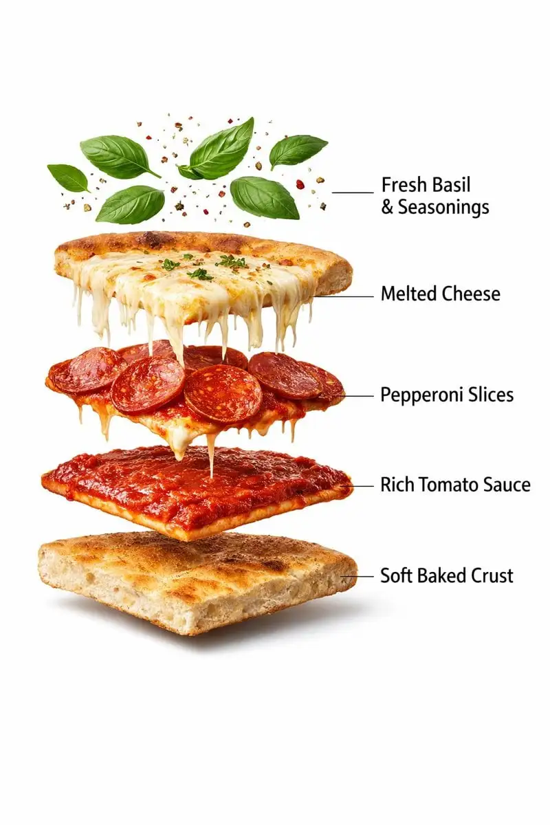 - Ultra-realistic prepared pepperoni pizza slice, fully a...