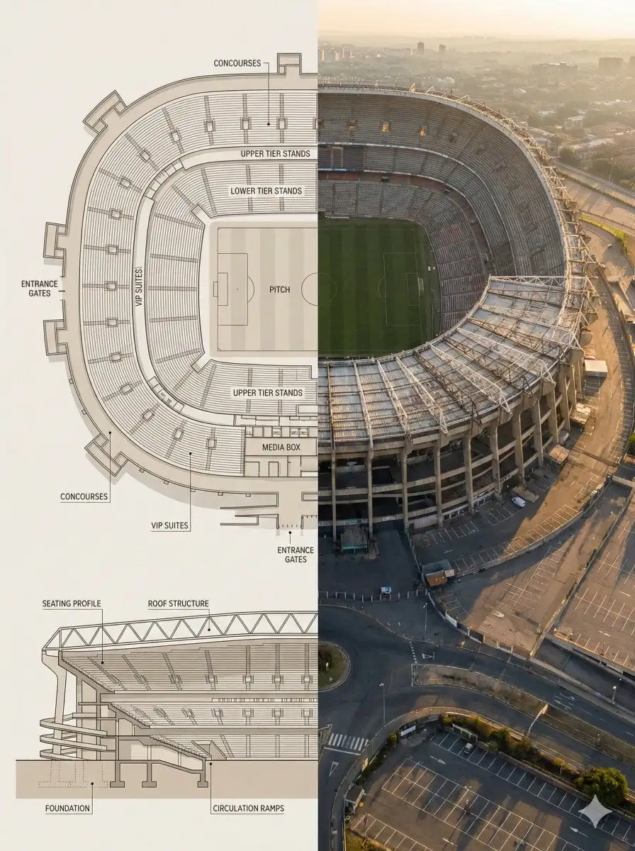 Split composition image, left and right halves clearly di...