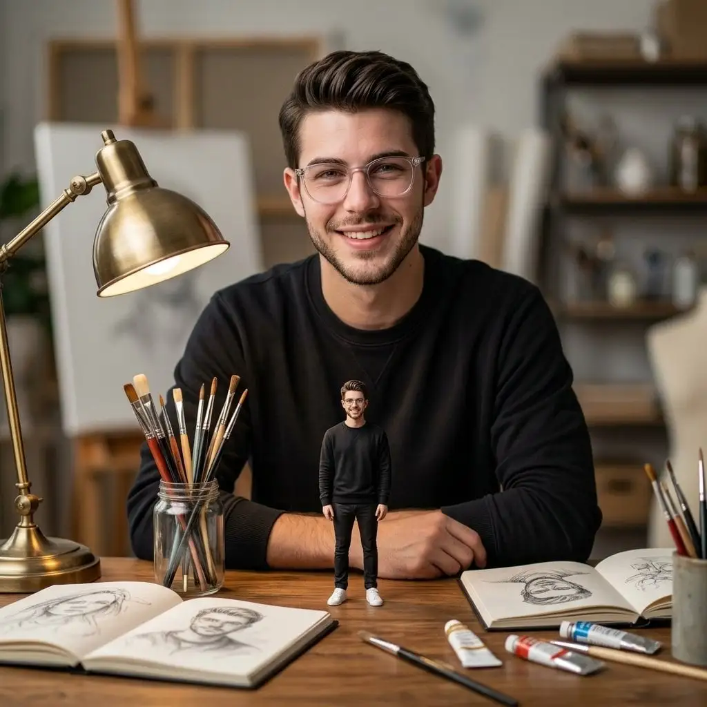 Ultra-realistic cinematic portrait of a young man sitting...