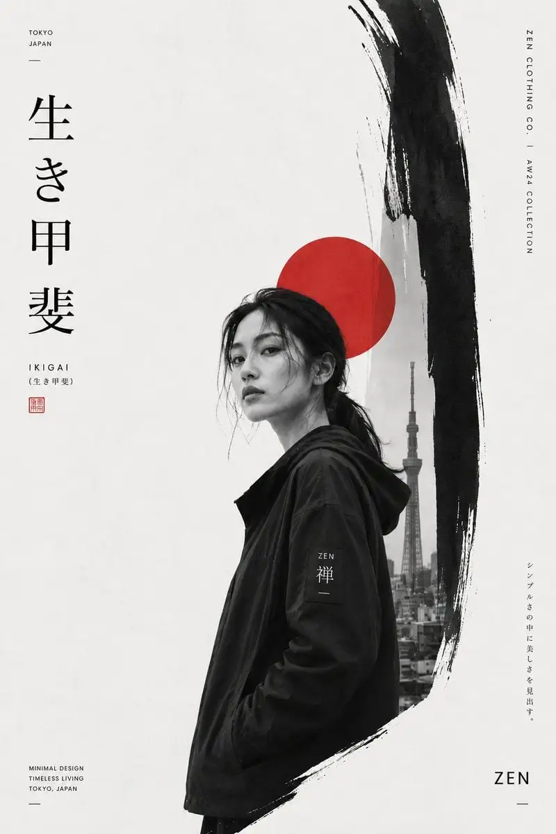 Create a premium Japanese-inspired minimalist fashion edi...