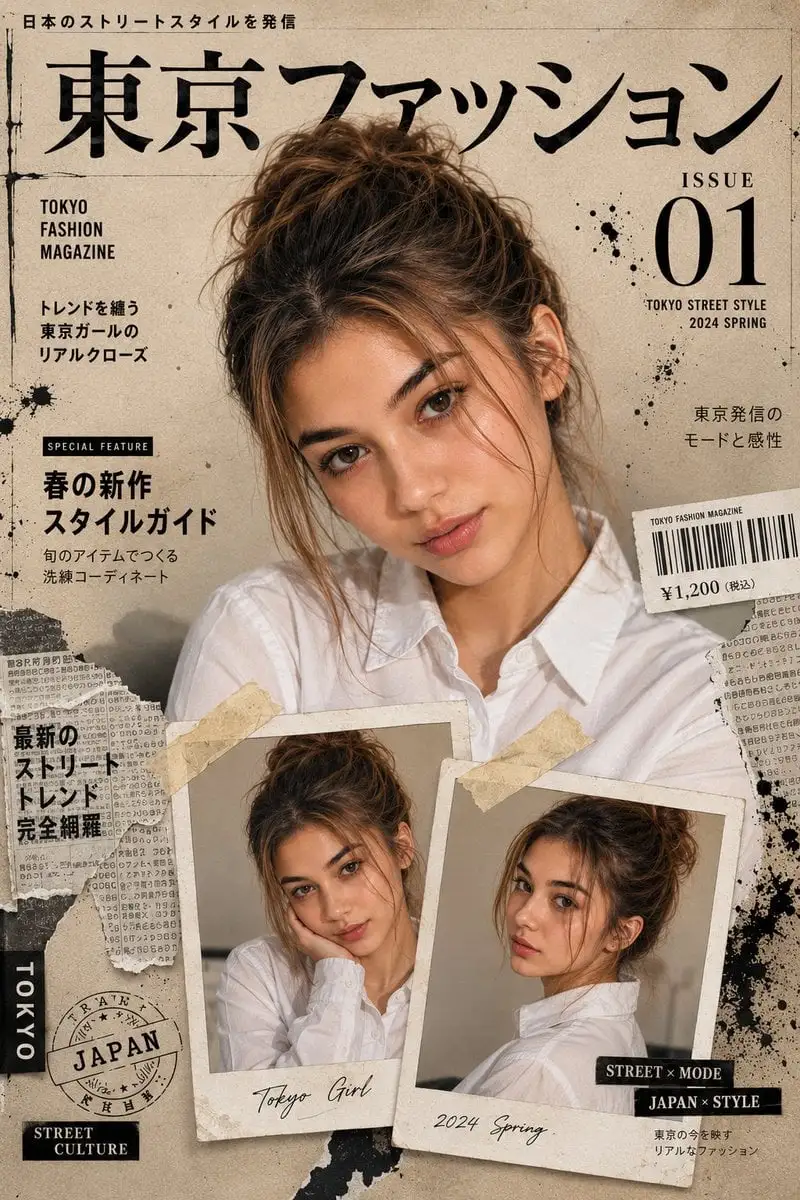 Create 8K Ultra-cinematic premium Japanese fashion cover ...