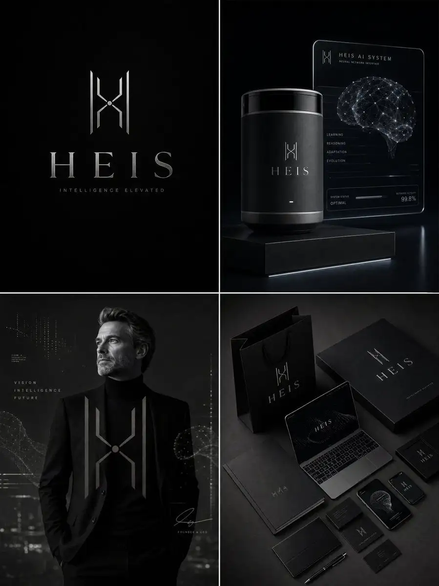 Luxury AI brand identity board for "[Brand Name]", ultra-...