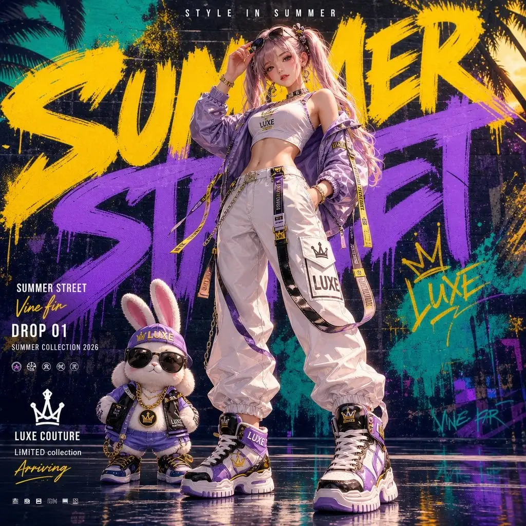 Generate a vertical 4:5 high-end streetwear fashion poste...