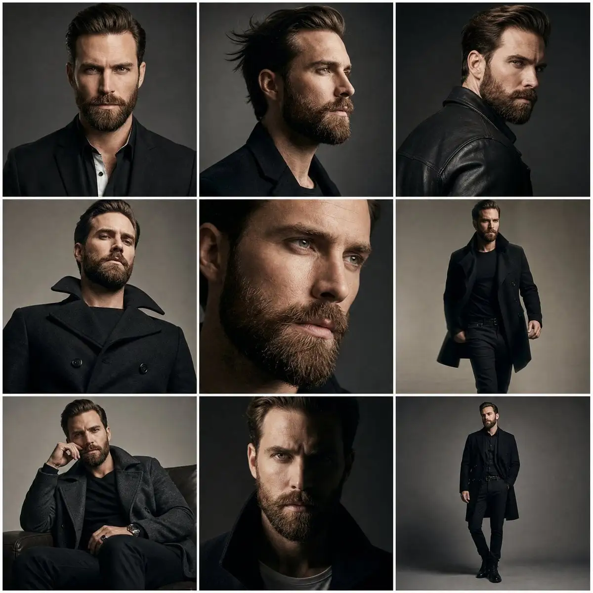 Create a premium high-fashion editorial series featuring ...