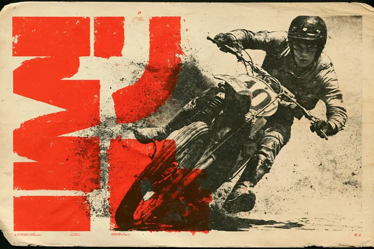 A vintage lithograph poster of a [Subject], printed with ...