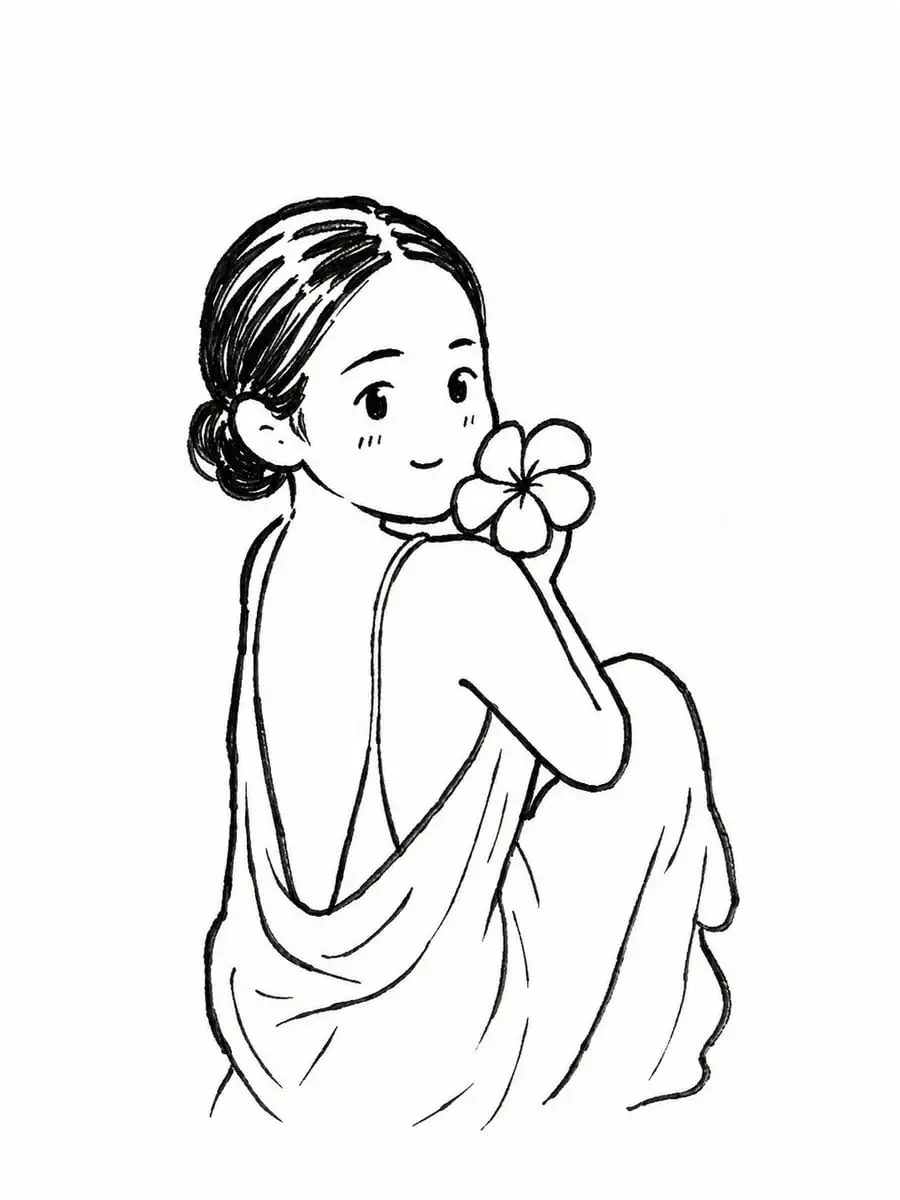 Transform the uploaded photo into a cute black-and-white ...