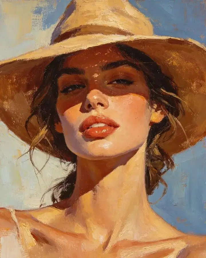 Masterpiece oil painting portrait of a beautiful young wo...