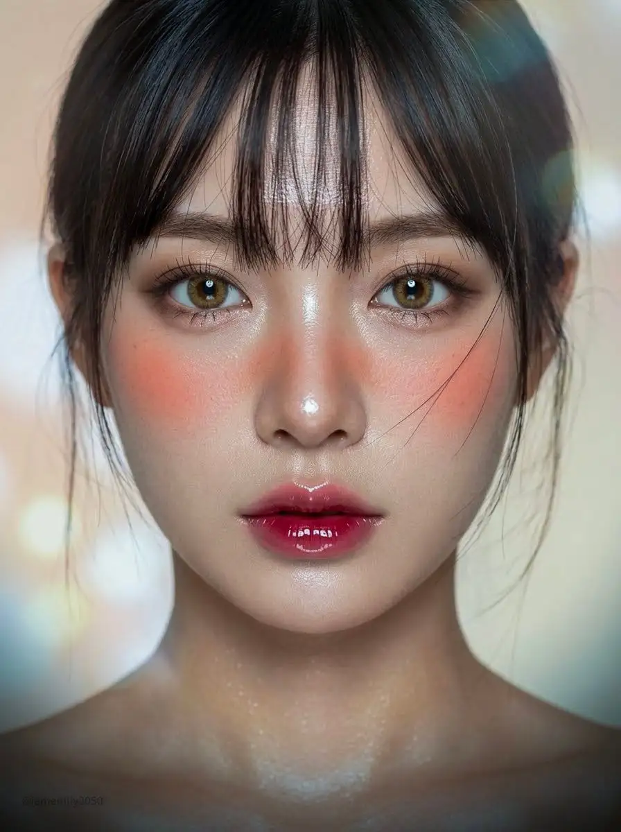 Beauty close up editorial, vertical, head and shoulders, ...