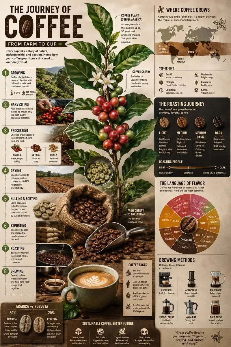 Create a visually rich infographic showing the journey of...