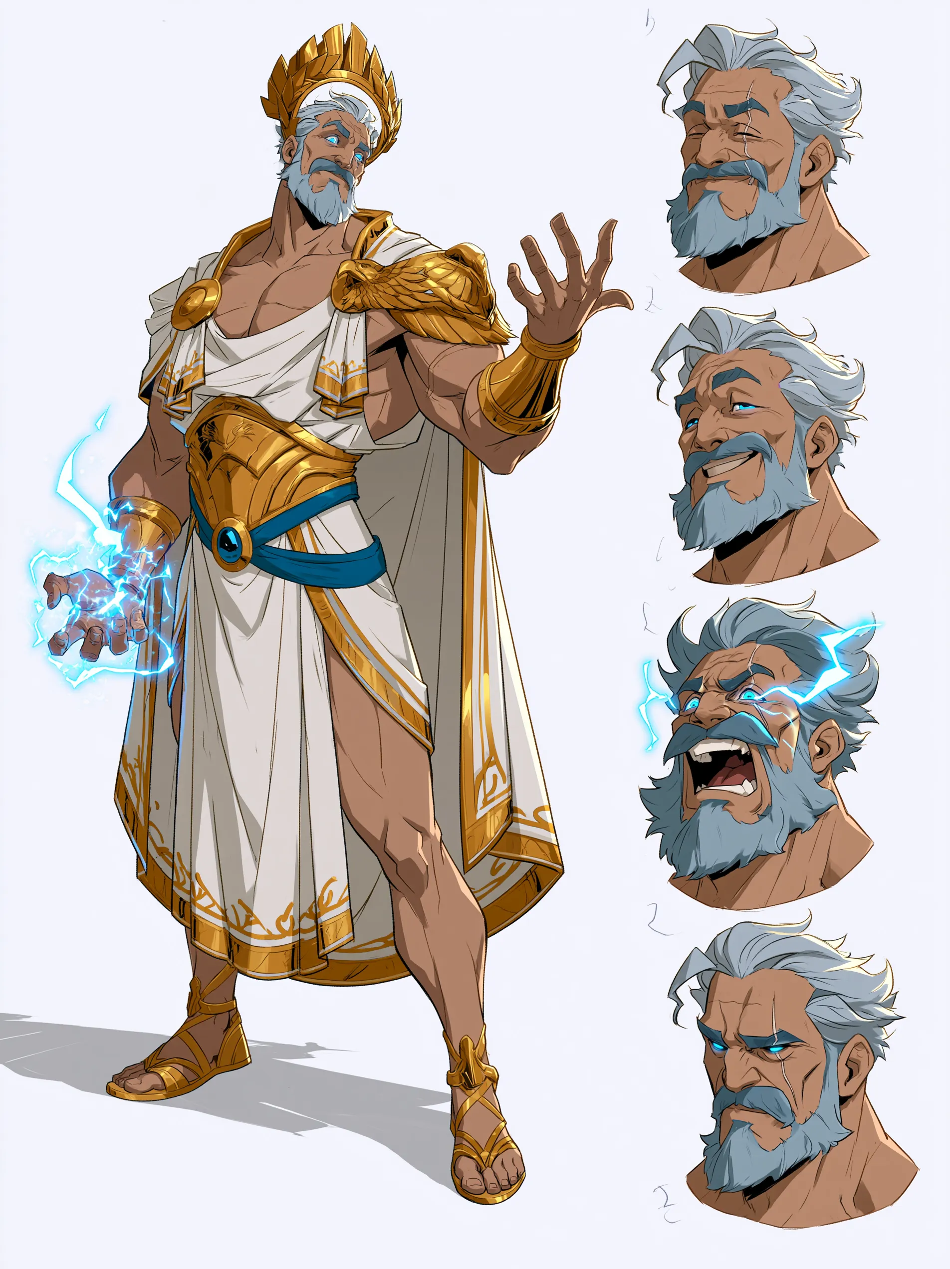 Full body editorial character reference sheet, clean whit...