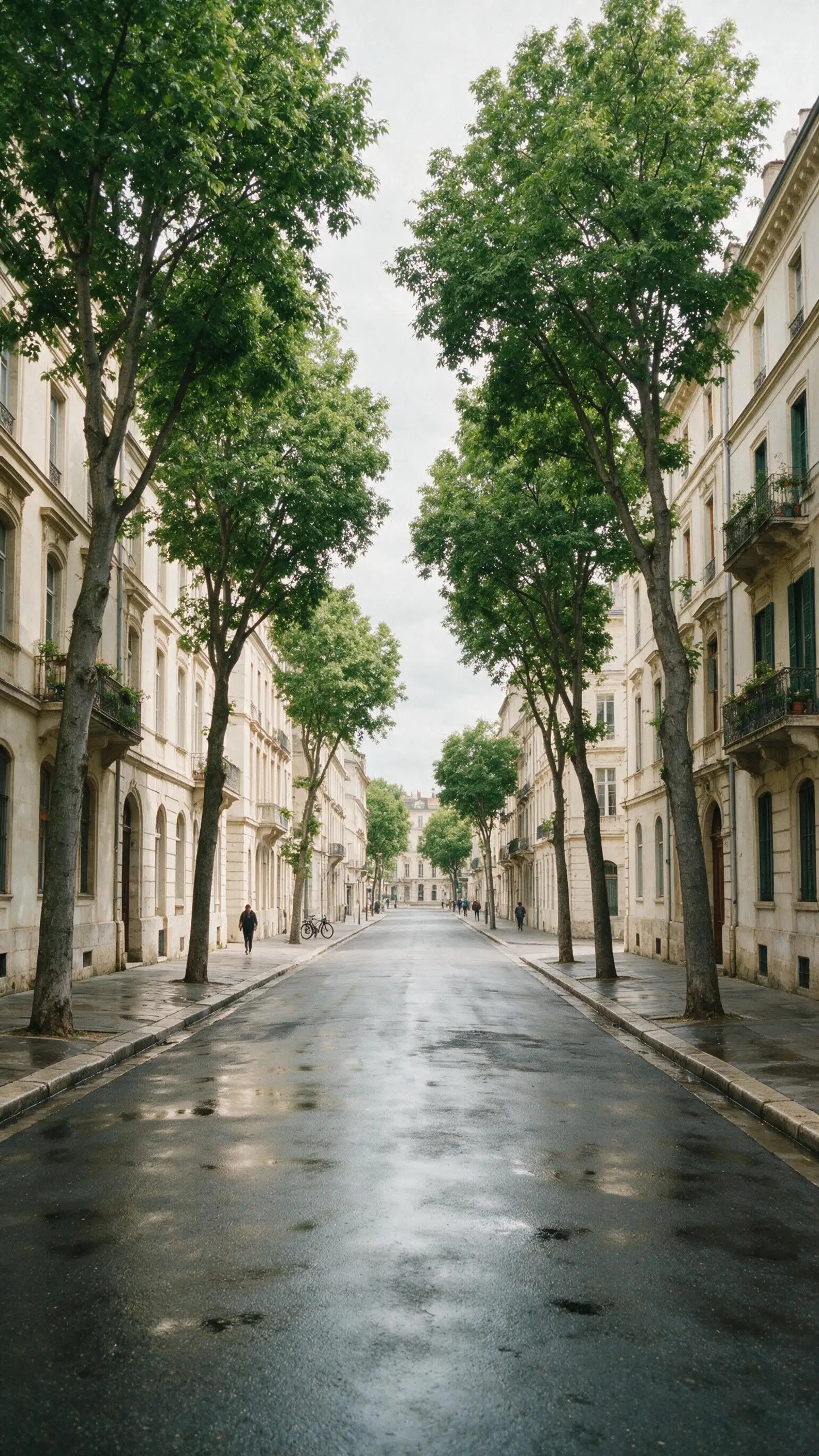 Ultra realistic urban street photography of a quiet Europ...