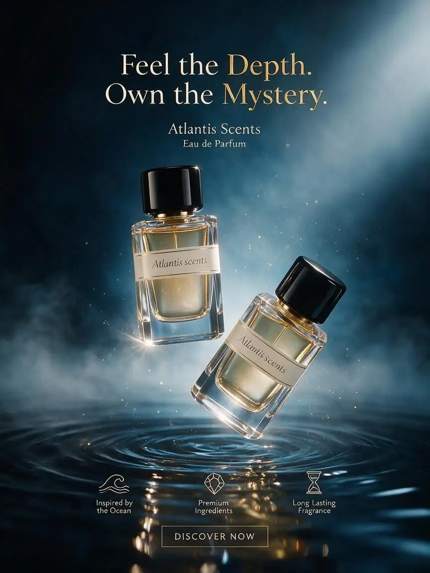 Create a luxury commercial fragrance advertisement using ...