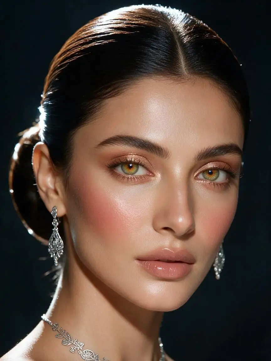 An extreme close-up beauty portrait focusing on the face ...