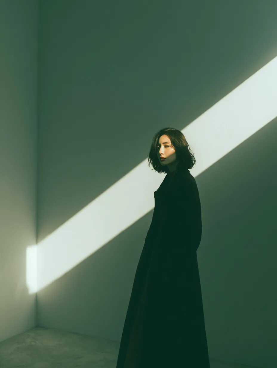 photography, woman, minimalist scene, standing side with ...