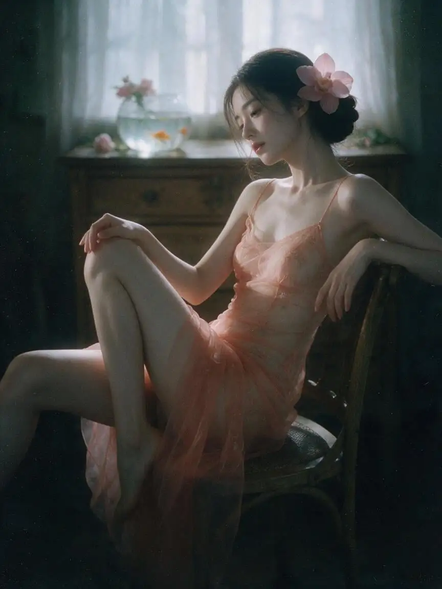 A delicate young beautiful Taiwan idol with soft porcelai...